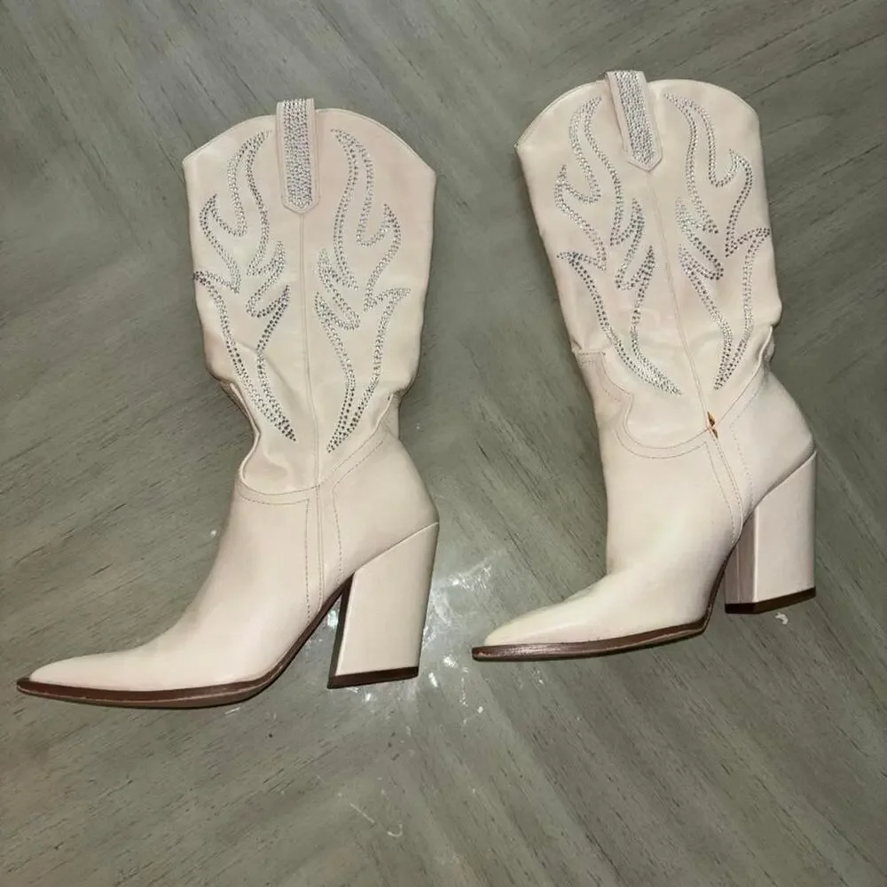 Miles cream cowboy boots with
